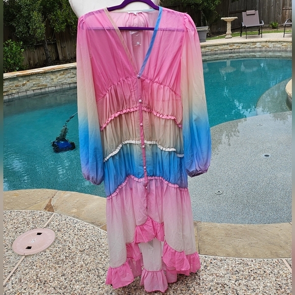 Nwot Free the roses Print Ruffle High-Low Dress S - Picture 1 of 11